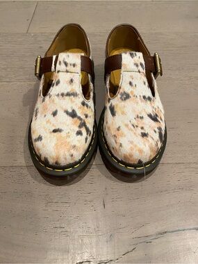 DR MARTENS Women’s Brown Genuine Calf Hair T-Bar Shoe US Size 7